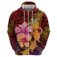 Hawaiian Hibiscus Turtle Tribal Polynesian Pattern Hoodie Colorful Color LT03 - Polynesian Pride