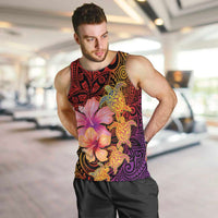 Hawaiian Hibiscus Turtle Tribal Polynesian Pattern Men Tank Top Colorful Color