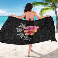 Hawaiian Hibiscus Turtle Tribal Polynesian Pattern Sarong Black Color LT03 - Polynesian Pride