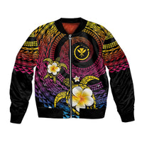 Hawaiian Plumeria Turtle Tribal Spiral Polynesian Tattoo Bomber Jacket Fanciful Color