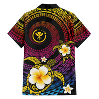 Hawaiian Plumeria Turtle Tribal Spiral Polynesian Tattoo Family Matching Tank Maxi Dress and Hawaiian Shirt Fanciful Color