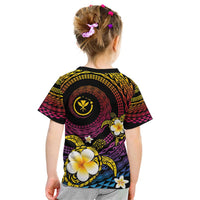 Hawaiian Plumeria Turtle Tribal Spiral Polynesian Tattoo Kid T Shirt Fanciful Color