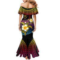 Hawaiian Plumeria Turtle Tribal Spiral Polynesian Tattoo Mermaid Dress Fanciful Color