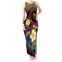 Hawaiian Plumeria Turtle Tribal Spiral Polynesian Tattoo Tank Maxi Dress Fanciful Color