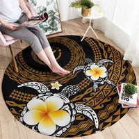 Hawaiian Plumeria Turtle Tribal Spiral Polynesian Tattoo Round Carpet Gold Color LT03 - Polynesian Pride
