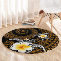 Hawaiian Plumeria Turtle Tribal Spiral Polynesian Tattoo Round Carpet Gold Color LT03 - Polynesian Pride