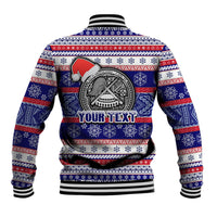 Custom American Samoa Christmas Baseball Jacket Samoan Coat of Arms and Cool Santa Ornament Style LT03 - Polynesian Pride