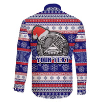 Custom American Samoa Christmas Family Matching Off Shoulder Short Dress and Hawaiian Shirt Samoan Coat of Arms and Cool Santa Ornament Style LT03 - Polynesian Pride