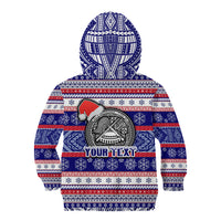 Custom American Samoa Christmas Kid Hoodie Samoan Coat of Arms and Cool Santa Ornament Style LT03 - Polynesian Pride