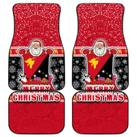 Papua New Guinea Christmas Car Mats Santa With Flag Of PNG Polynesian Tribal Xmas Vibe LT03 Red - Polynesian Pride