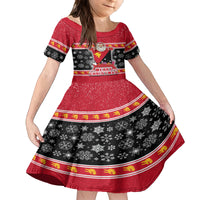 Papua New Guinea Christmas Family Matching Long Sleeve Bodycon Dress and Hawaiian Shirt Santa With Flag Of PNG Polynesian Tribal Xmas Vibe LT03 Daughter's Dress Red - Polynesian Pride