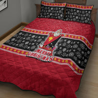 Papua New Guinea Christmas Quilt Bed Set Santa With Flag Of PNG Polynesian Tribal Xmas Vibe LT03 - Polynesian Pride