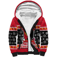 Papua New Guinea Christmas Sherpa Hoodie Santa With Flag Of PNG Polynesian Tribal Xmas Vibe LT03 Unisex Red - Polynesian Pride