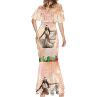 Woman Polynesian Tattoos Mermaid Dress Tropical Flower - Peach Fuzz Color