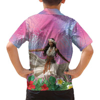 Woman Polynesian Tattoos Family Matching Summer Maxi Dress and Hawaiian Shirt Tropical Flower - Sweets Vibrant Color LT03 - Polynesian Pride