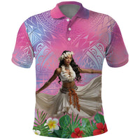 Woman Polynesian Tattoos Polo Shirt Tropical Flower - Sweets Vibrant Color