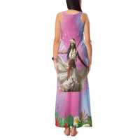 Woman Polynesian Tattoos Tank Maxi Dress Tropical Flower - Sweets Vibrant Color LT03 - Polynesian Pride