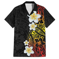 Plumeria Family Matching Puletasi and Hawaiian Shirt Polynesian Tribal Frangipani Sunset LT03 Dad's Shirt - Short Sleeve Black - Polynesian Pride
