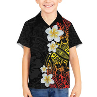 Plumeria Family Matching Tank Maxi Dress and Hawaiian Shirt Polynesian Tribal Frangipani Sunset LT03 Son's Shirt Black - Polynesian Pride