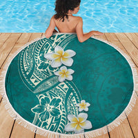 Plumeria Beach Blanket Polynesian Tribal Frangipani Teal