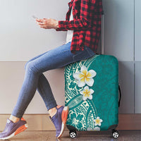 Plumeria Luggage Cover Polynesian Tribal Frangipani Teal LT03 - Polynesian Pride