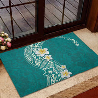 Plumeria Rubber Doormat Polynesian Tribal Frangipani Teal LT03 - Polynesian Pride