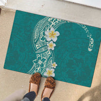 Plumeria Rubber Doormat Polynesian Tribal Frangipani Teal LT03 - Polynesian Pride