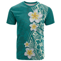 Plumeria T Shirt Polynesian Tribal Frangipani Teal