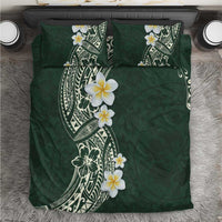 Plumeria Bedding Set Polynesian Tribal Frangipani Green