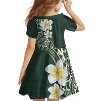 Plumeria Family Matching Long Sleeve Bodycon Dress and Hawaiian Shirt Polynesian Tribal Frangipani Green