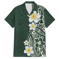 Plumeria Family Matching Tank Maxi Dress and Hawaiian Shirt Polynesian Tribal Frangipani Green LT03 Dad's Shirt - Short Sleeve Green - Polynesian Pride