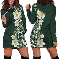 Plumeria Hoodie Dress Polynesian Tribal Frangipani Green LT03 - Polynesian Pride