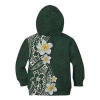 Plumeria Kid Hoodie Polynesian Tribal Frangipani Green