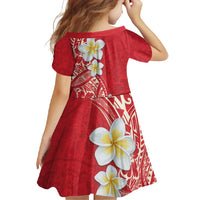 Plumeria Family Matching Long Sleeve Bodycon Dress and Hawaiian Shirt Polynesian Tribal Frangipani Red