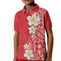 Plumeria Kid Polo Shirt Polynesian Tribal Frangipani Red