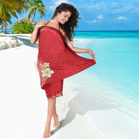 Plumeria Sarong Polynesian Tribal Frangipani Red LT03 - Polynesian Pride