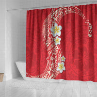 Plumeria Shower Curtain Polynesian Tribal Frangipani Red