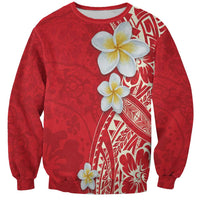 Plumeria Sweatshirt Polynesian Tribal Frangipani Red