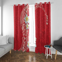 Plumeria Window Curtain Polynesian Tribal Frangipani Red