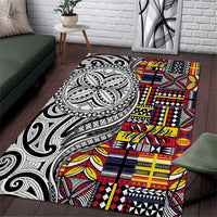 Niue Hiapo and Maori Decoration Tattoos Area Rug - Polynesian Pride