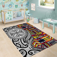 Niue Hiapo and Maori Decoration Tattoos Area Rug - Polynesian Pride