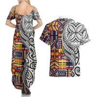 Niue Hiapo and Maori Decoration Tattoos Couples Matching Summer Maxi Dress and Hawaiian Shirt - Polynesian Pride