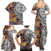 Niue Hiapo and Maori Decoration Tattoos Family Matching Summer Maxi Dress and Hawaiian Shirt - Polynesian Pride