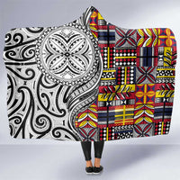 Niue Hiapo and Maori Decoration Tattoos Hooded Blanket - Polynesian Pride