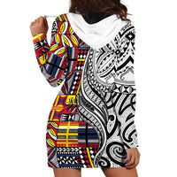 Niue Hiapo and Maori Decoration Tattoos Hoodie Dress - Polynesian Pride