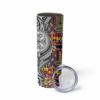 Niue Hiapo and Maori Decoration Tattoos Skinny Tumbler - Polynesian Pride