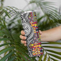 Niue Hiapo and Maori Decoration Tattoos Skinny Tumbler - Polynesian Pride