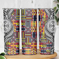 Niue Hiapo and Maori Decoration Tattoos Skinny Tumbler - Polynesian Pride