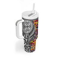 Niue Hiapo and Maori Decoration Tattoos Tumbler With Handle - Polynesian Pride