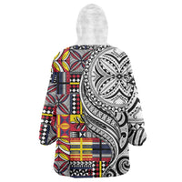 Niue Hiapo and Maori Decoration Tattoos Wearable Blanket Hoodie - Polynesian Pride
